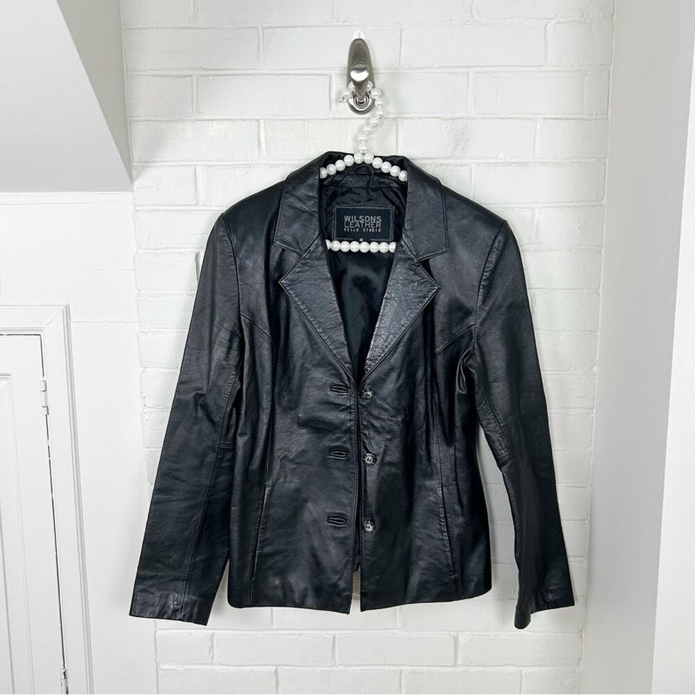 Wilson’s Leather 100% Leather Black Blazer Jacket Size M